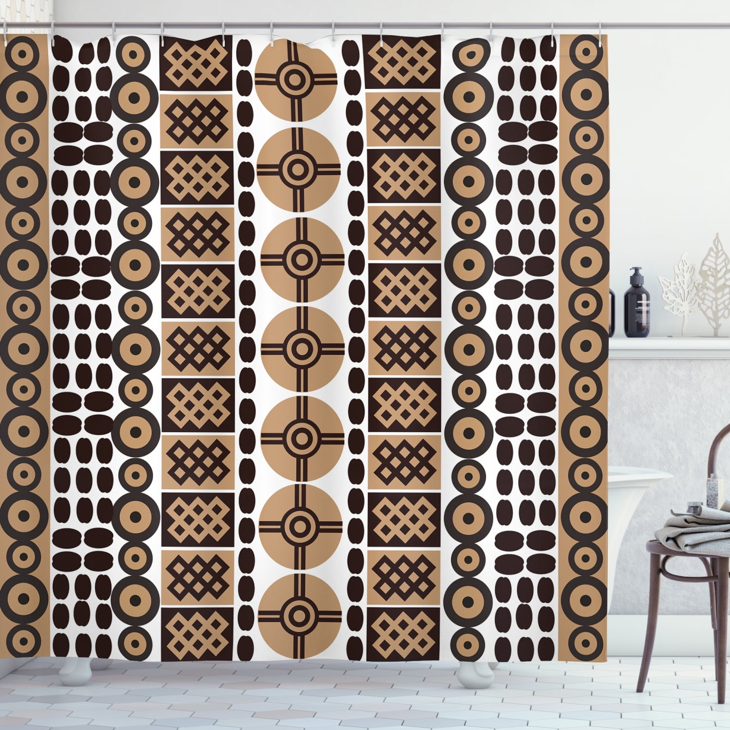 Zambia Shower Curtain, Unique Safari Artistic Kenyan Traditional Folk