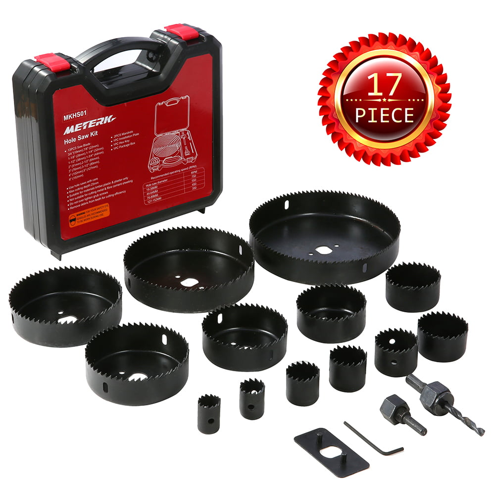 Hyper Tough Hole Saw Set with Arbor 1-1/4-inch, 1-1/2-inch, 2-inch 