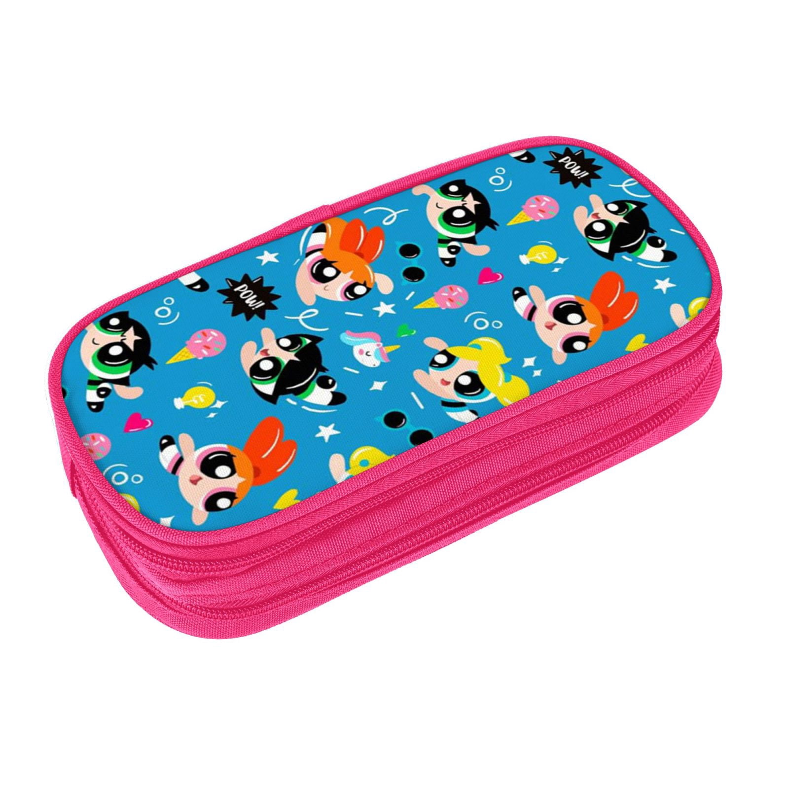 The Powerpuff Gi-rls Pencil Case Large Capacity Pencil Pouch Pen Bag Office Stationery Organizer Travel Makeup Bag Pink