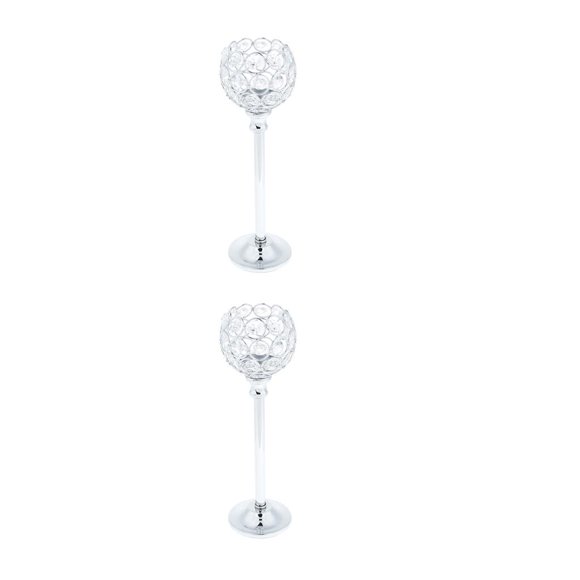 2x Portavelas de cristal plateado de 26,5 cm para el día de San Valentín