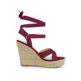thumbnail image 3 of BLISSFUL STEP Women's Crisscross Espadrille Platform Lace Up Wedge Sandals, 3 of 7