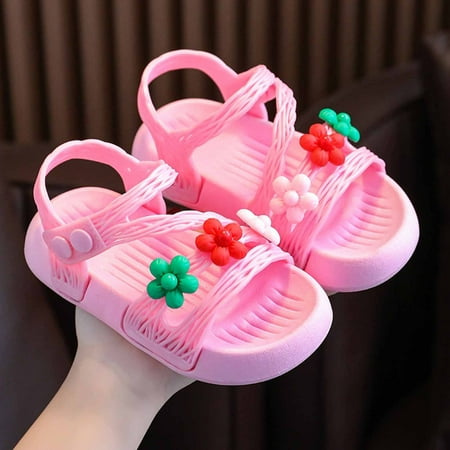 

Favoffer Summer Girls Sandals Anti-skid Soft Soles Small Medium and Large Children s Flower Decorative Princess Shoes