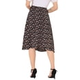 thumbnail image 3 of INSPIRE CHIC Women's A-Line Midi Skirt Floral Print Chiffon Vintage Summer Skirts S Black-White, 3 of 6
