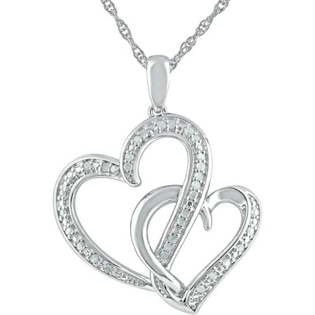Heart 2 Heart 1/5 Carat T.W. Diamond Sterling Silver Pendant, 18