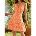 thumbnail image 3 of Women's 2025 New Summer Sleeveless Sexy Wrap V Neck Floral Sundress Mini Dress, 3 of 12