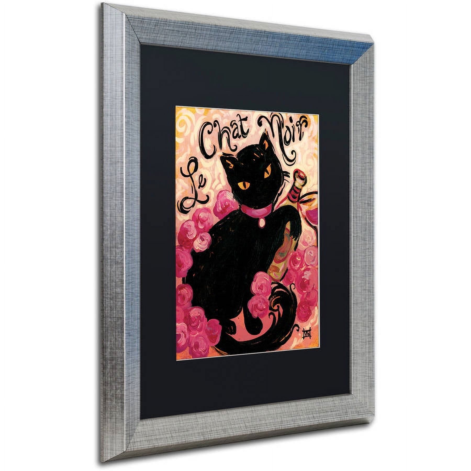 Trademark Fine Art "Le Chat Noir" Canvas Art by Natasha Wescoat, Black Matte, Silver Frame