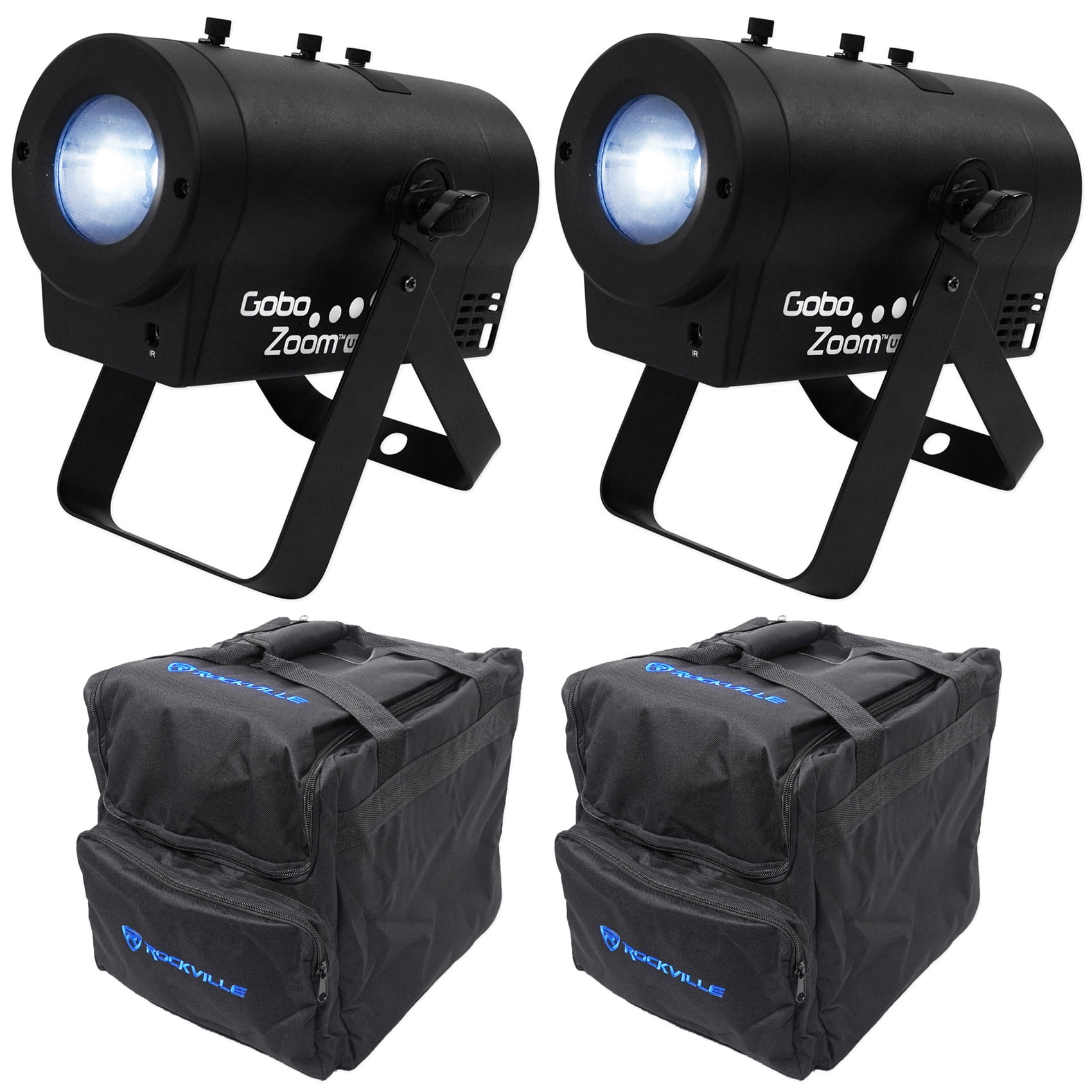 (2) Chauvet DJ Gobo Zoom USB Custom Gobo Projector Lights W/10 Gobos+(2