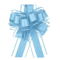 5 Pcs 8 Inch Large Big Pull Bow Organza Gift Wrapping Bows Ribbon for Wedding Car Baskets Presents Christmas Bow, Light Blue