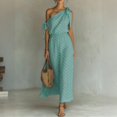 thumbnail image 2 of JULMCOMO Summer Dresses for Women Polka Dot One Shoulder Casual A Line Flowy Maxi Dresses Tie Strap Beach Vacation Sundresses Mint Green L, 2 of 6