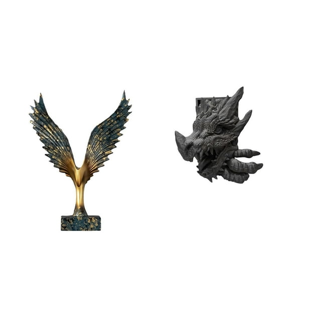 Estatua de la casa,Estatua de ala hecha a mano,artesanía de resina para cafetería,Figura de mesa,Estantes de sujetalibros Estatua de sujetalibros,Sujetalibros decorativos para libros pesados