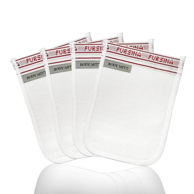 Guante exfoliante (4 piezas) – Manopla de hammam turca para baño, manopla exfoliante corporal, removedor de piel seca y muerta para el cuerpo, ideal para eliminar el bronceado en aerosol, superficie l