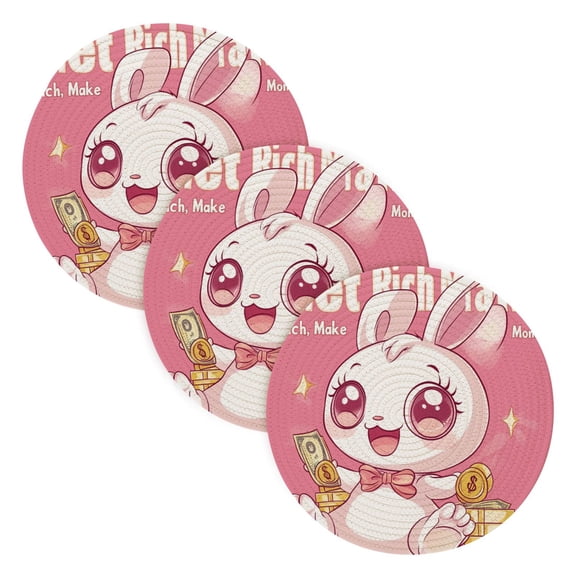 BZSMCE Mats for Pots,Pans Place Cute Dollar Rabbit Simple Style Pattern Pot Mats