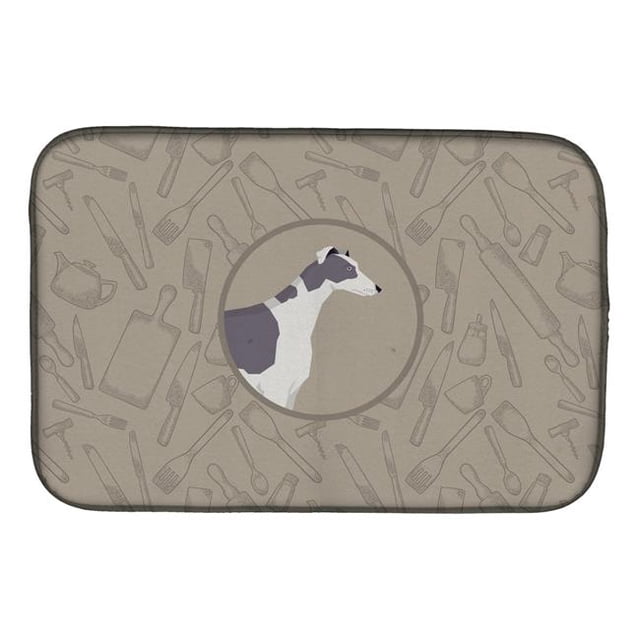 Carolines Treasures CK2190DDM Greyhound in the Kitchen Dish Drying Mat