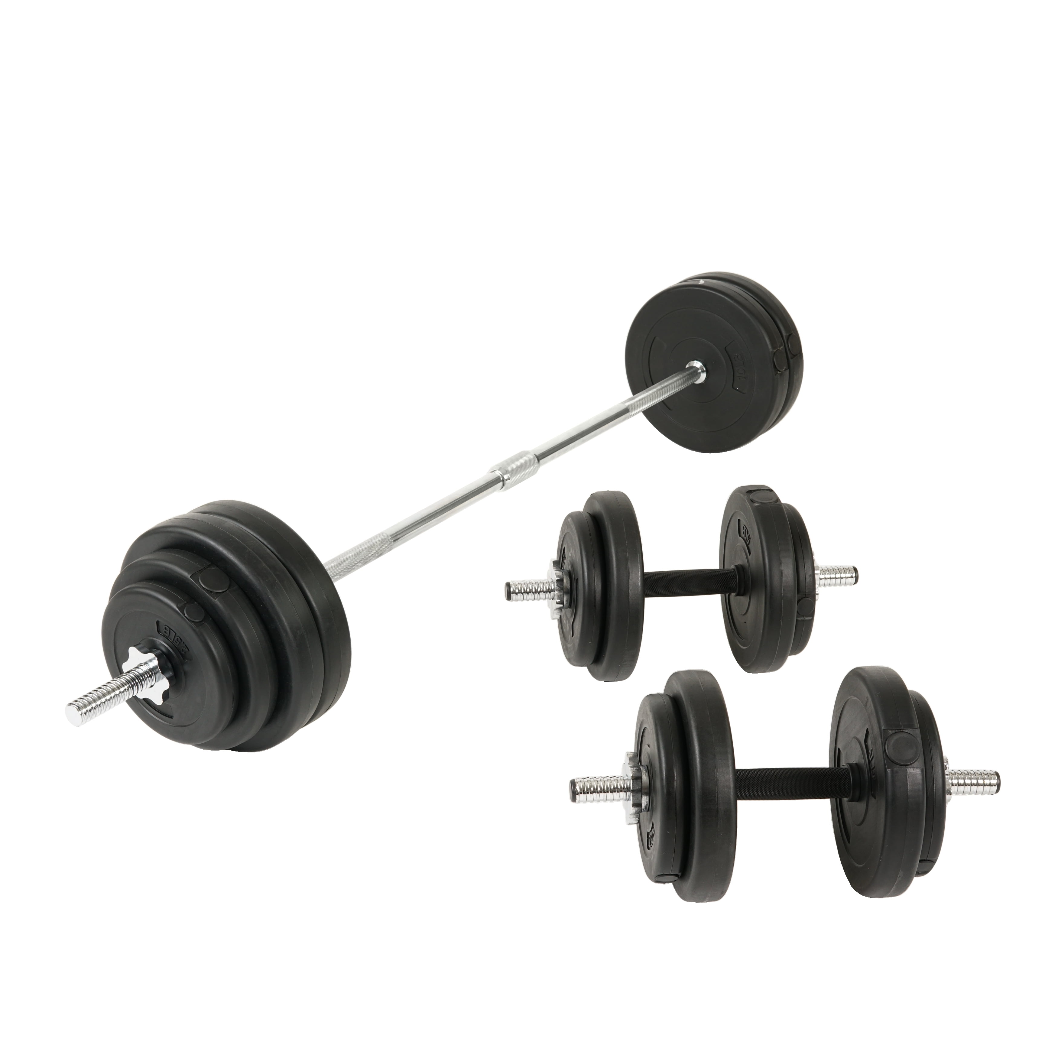 100 Lbs Weight Set 10-15-25 Plates 1 Bar Collars Full Body Workout Home Gym Lift 