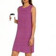 thumbnail image 5 of BRGZLK Women Mini Dresses Summer Daily Casual Trendy Striped Sleeveless Round Neck Pullover Side Slit Sundress Loose Fit Tank Beach Dress Hot Pink XXL, 5 of 6