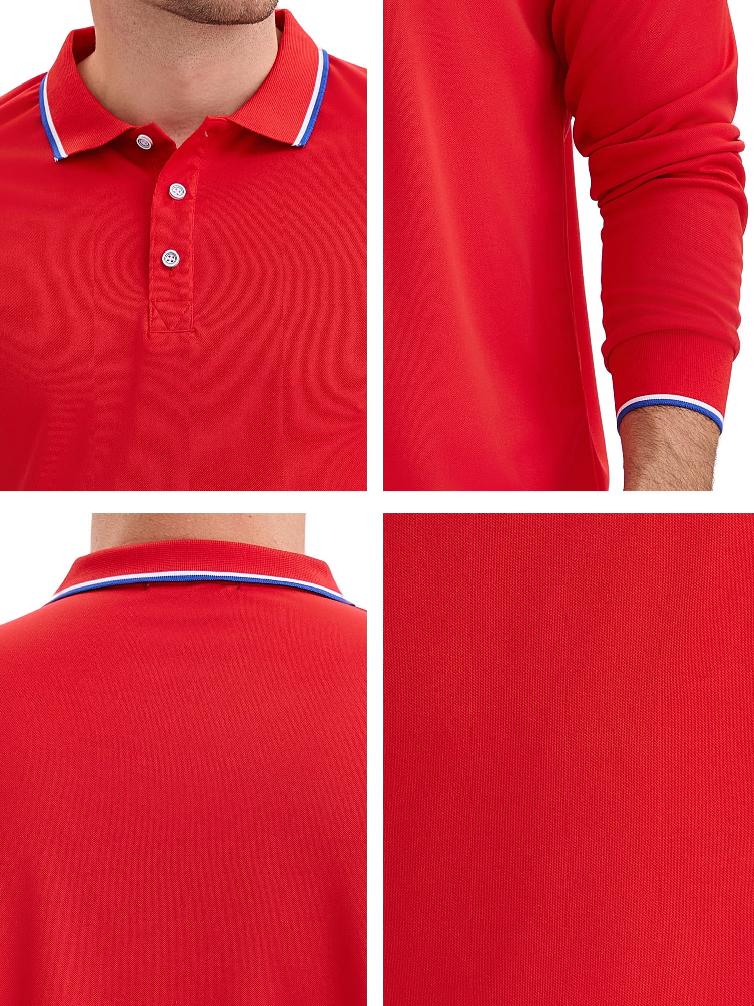 DARING DIVA Men's Classic Regular Fit Long Sleeves Business Golf Polo Shirt M Red