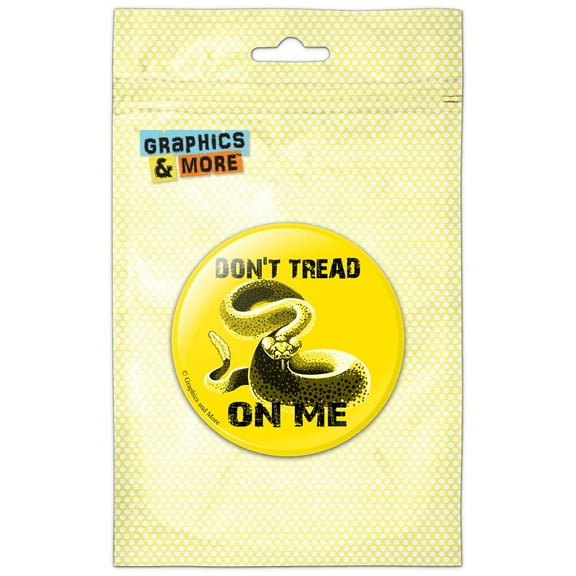 Yellow Gadsden Don't Tread on Me Rattlesnake Pinback Button Pin Badge