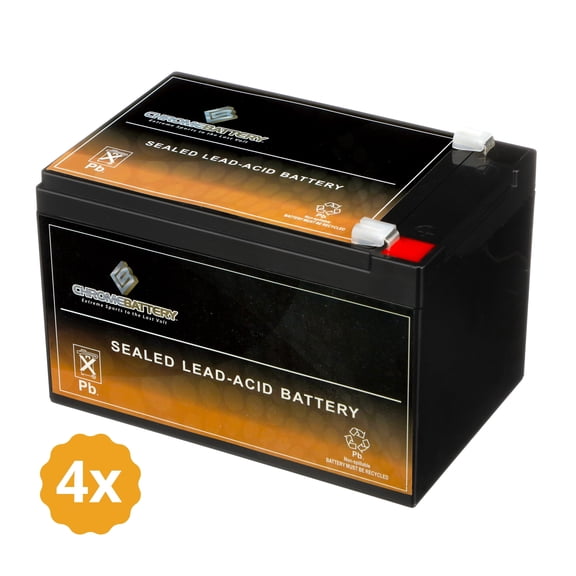 Chrome Battery 12V (12 Volts) 14Ah Sealed Lead Acid (SLA) Battery - T2 Terminals - for Zb-12-14 (4 Pack)
