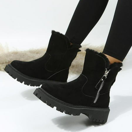 

Women‘s Snow Boots Solid Color Platform Side Zipper Winter Boots Fashion Ankle High Warm Short Boots Women‘s Footwear