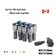 5Screws+2keys M14x1.5 Alloy Wheel Locking Bolts Automotive Closed 14X1