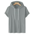 thumbnail image 3 of Aofany Men Plus Size Casual Solid Fashion Hooded Pullover Short Sleeve Sports T-Shirt Top, 3 of 5