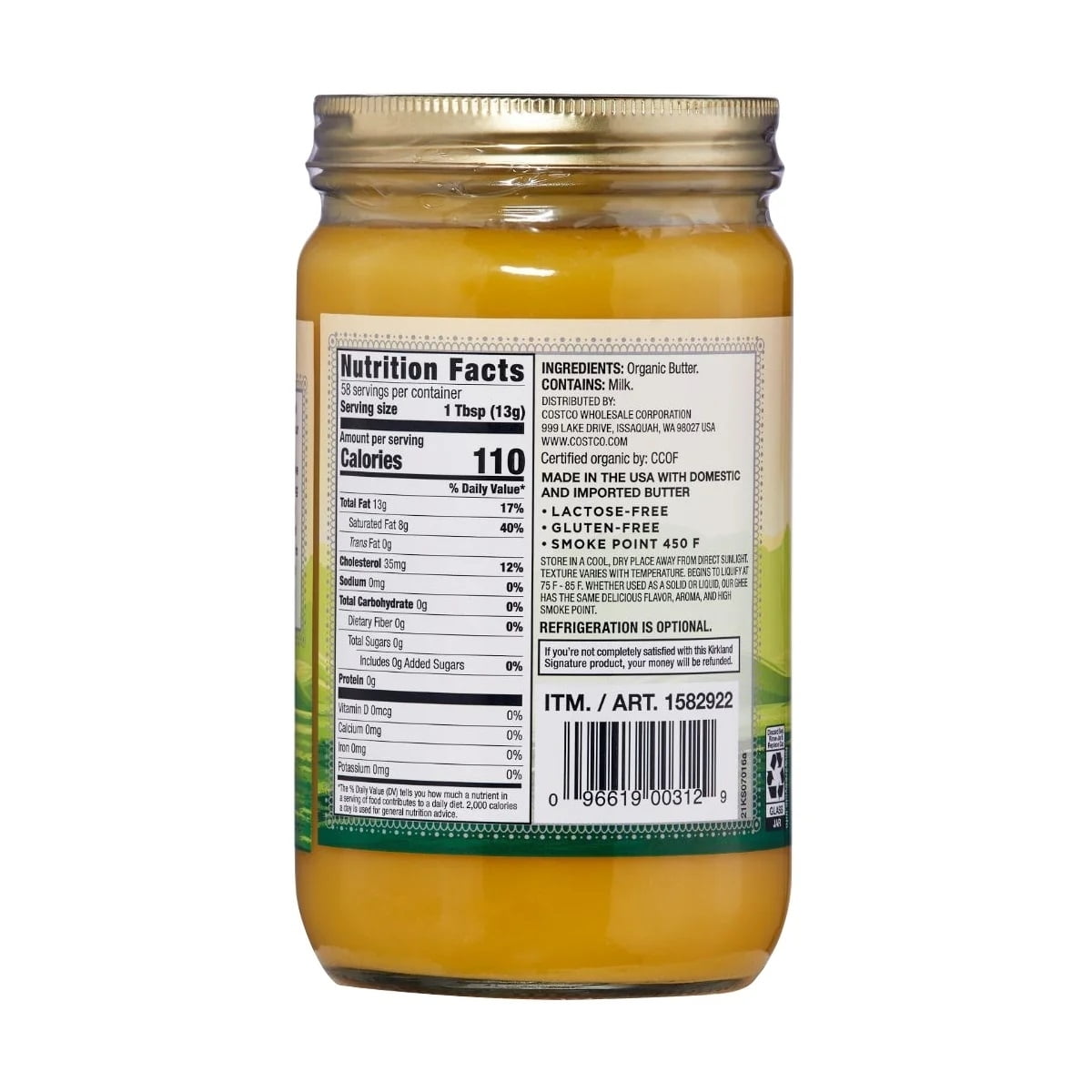 Kirkland Signature Organic Ghee Clarified Butter, 27 Ounce