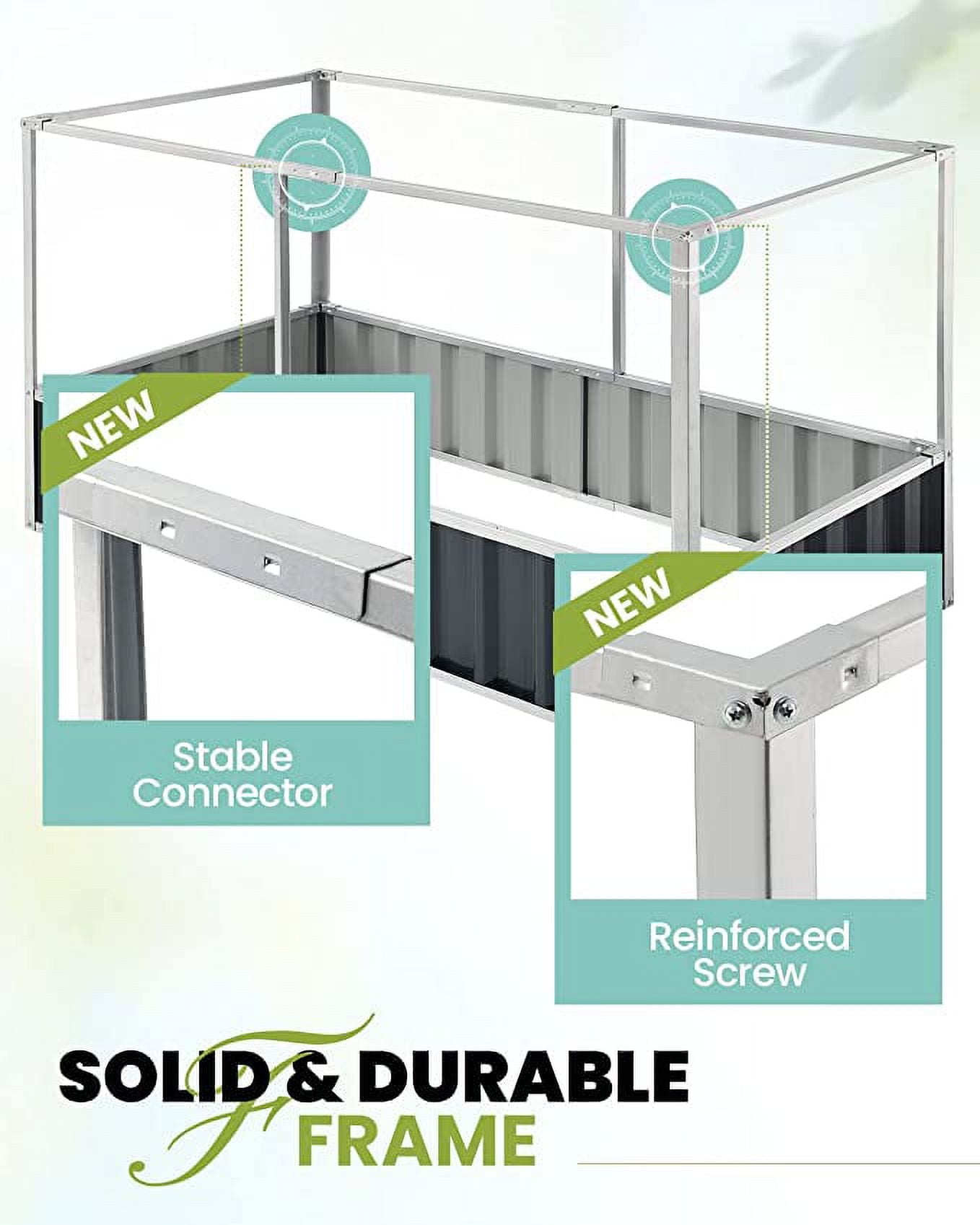 KING BIRD Galvanized Raised Garden Bed for Outdoor Vegetables Flowers, 68"x36"x35" Metal Garden Bed Planter Box Kit, Dark Grey