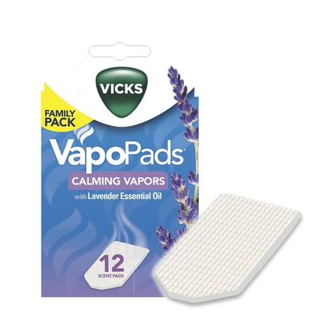 Vicks VapoPads Calming Menthol and Lavender Scent, Cold and Flu Relief, 12 Count, VSP30FP