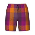 thumbnail image 4 of Lsque Mens Swim Trunks Purple Yellow Buffalo Plaid Pattern - Bathing Suit Compression Liner - Beach Swim Shorts Swimwear - (S-3XL) - Stretch Quick Dry -Medium, 4 of 9
