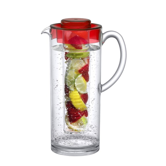Prodyne Trim Fruit Infusion Pitcher, 60 oz, Red