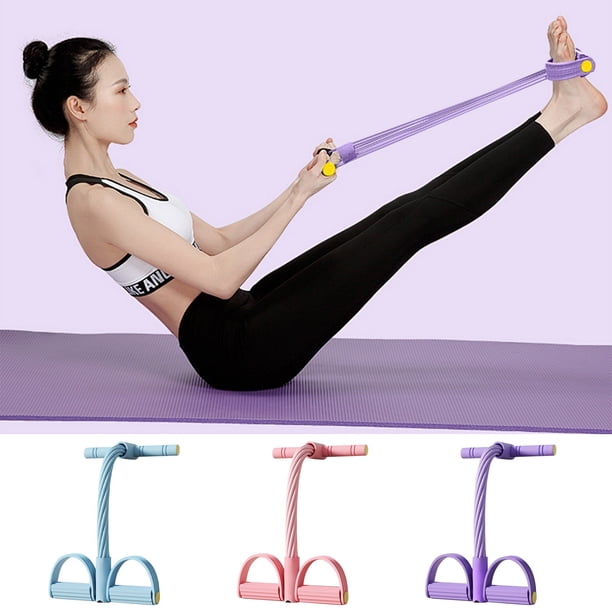 Bandas de resistencia fitness Pedal de 4 tubos Tirador de tobillo | Cuerda de tensión multifunción para sentados, ejercicios y estiramientos | Equipo de entrenamiento en casa para hombres y mujeres
