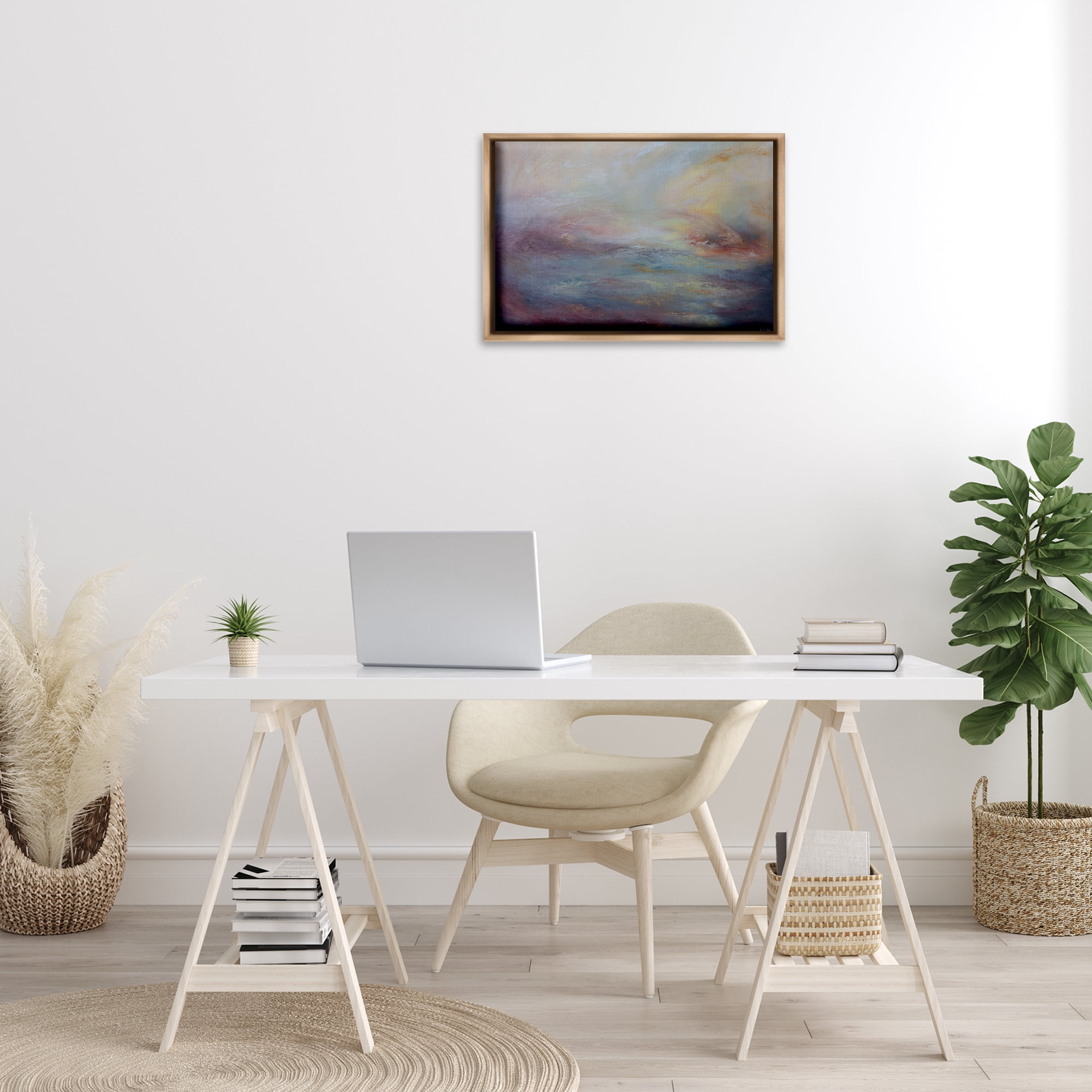 Stupell Industries Golden Hour Swirled Abstract Abstract Painting Brown Floater Framed Canvas Art Print Wall Art, 25 x 17