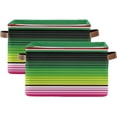 thumbnail image 2 of 1 Pack Fabric Storage Basket Mexican Serape Blanket Stripes Closet Storage Bins with Handles Foldable Baskets for Shelves Toy Organizer Home Office Decor Gifts, 2 of 7