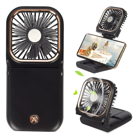Miniventilador portátil FADACHY 5 en 1 con banco de energía de 3000 mAh, color negro