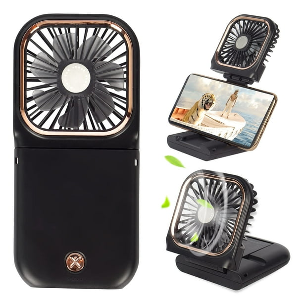 Miniventilador portátil FADACHY 5 en 1 con banco de energía de 3000 mAh, color negro