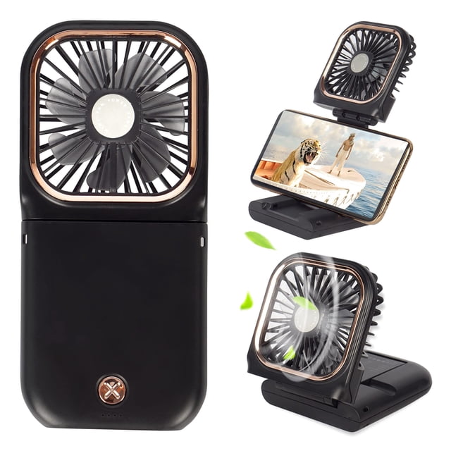 Miniventilador portátil FADACHY 5 en 1 con banco de energía de 3000 mAh, color negro
