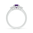thumbnail image 2 of ANGARA Natural Solitaire 1.15 ct Amethyst Ring with Trio Diamond Accents in 14K White Gold for Women (Size-8x6mm) | February Birthstone, Anniversary, Jewelry Gift for Women | Natural Amethyst Ring, 2 of 8