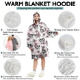 thumbnail image 5 of Wearable Oversized Blanket,White Floral Skull Pattern Wearable Blanket Hoodie for Adults,Cozy Hooded Blankets with Super Pockets,Super Warm Fuzzy Pullover for Women & Men, 5 of 6