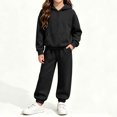 thumbnail image 5 of BXJX Girls Outfit Sets, Long Sleeve Outdoor Half Zip 2 Piece Hoodies and Jogger Pants Sets Black Size 5-6 T, 5 of 7