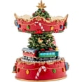 thumbnail image 4 of Gilded Gold Holiday Revolving Musical Carousel - Plays Tune We Wish You A Merry Christmas, 4 of 7