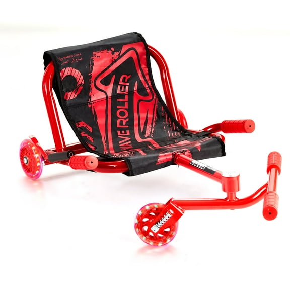 KFFKFF Ride-On Scooter with 132 lbs Capacity, Side-to-Side Swing Motion for Fun Zig-Zag Riding, Drifting Toy for Kids Aged 4 , Suitable for Indoor & Outdoor Use on Hard Surfaces, Red