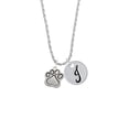 thumbnail image 2 of Delight Jewelry Silvertone Large Paw Silvertone Script Initial Disc - J - Charm Necklace, 20"+3", 2 of 4