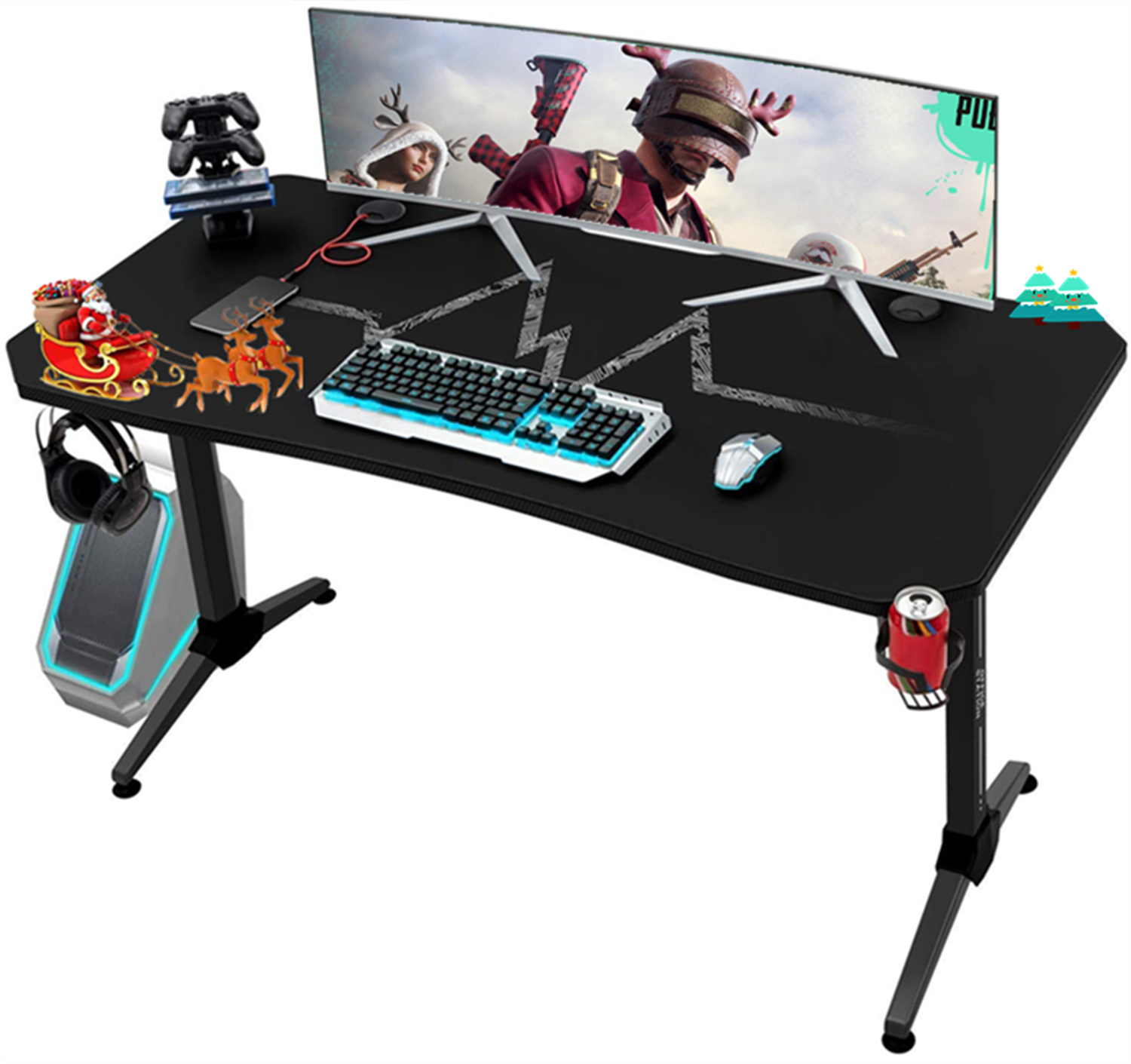 Homall 55 inch Y Leg Gaming Computer Desk Game Table, Black.