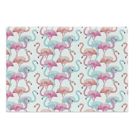 

Watercolor Cutting Board Flamingos in Many Colors Hand Drawn Bird Exotic Animals Illustration Decorative Tempered Glass Cutting and Serving Board Large Size Pale Blue Salmon Pink by Ambesonne