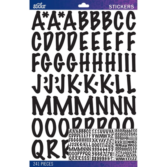 Sticko Alphabet Stickers-Black Marker Large