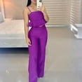 thumbnail image 2 of REORIAFEE Vacation Outfits for Women Set Country Concert Outfit Fashion Women Summer Square Neck Casual Sleeveless Top + Pant Set Purple M, 2 of 6