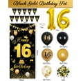 thumbnail image 4 of YANSION 16th Birthday Decorations for Boys Girls, 16th Birthday Balloons Black Gold with 16 Balloons, Triangle Flag Banner, Banner | 16 Year Old Party Supplies Decor, 4 of 7