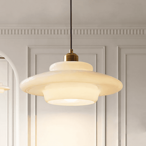 Mid Century Pendant Light Fixtures E26 Modern Gold Brass Kitchen Island Chandelier Lamp Milk White Glass Large Pendant Lamps for Dining Table Bedroom Hallway