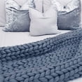 thumbnail image 2 of Canddidliike Chunky Knit Blanket, Soft Boho Throw Blanket, Handmade Knitted Yarn Blanket for Bedroom Sofa Home Decor - Dark Grey, 2 of 8