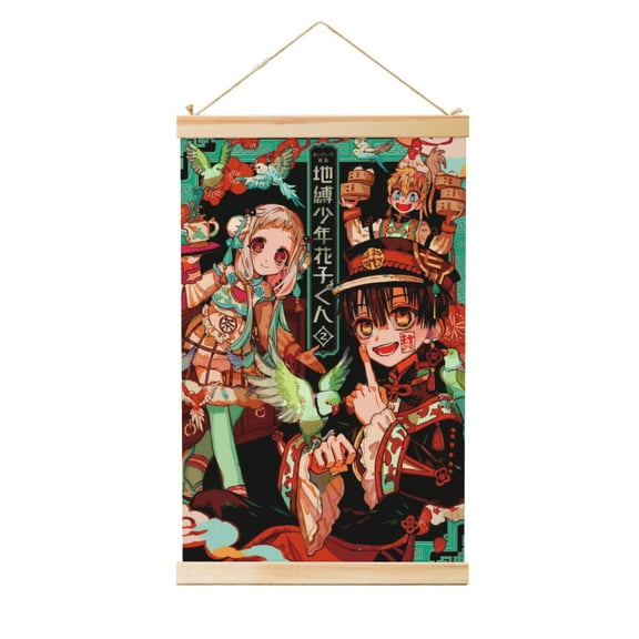 Canvas Poster Wall Artwork Toilet-bound Hanako-kun Shaft Hanging Banner With Wooden Frame Scroll Painting 16"x24"